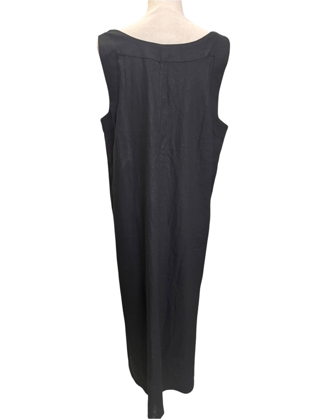 DKNY Black Linen Blend V Neck Sleeveless Midi Shift Dress XL NWT - Picture 4 of 7
